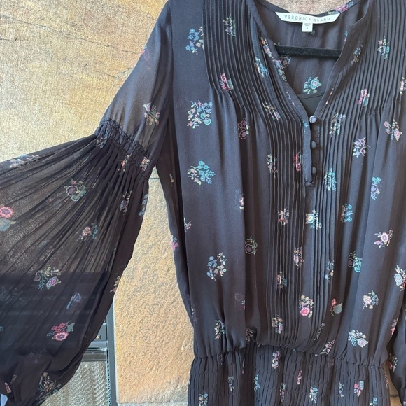 Veronica Beard New Silk Floral Dress long sleeve sz 4 Smocked Mini - Picture 5 of 10